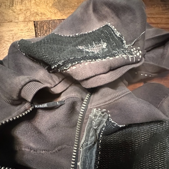 Salvage Gray Lace-Up Sweatshirt - Picture 6 of 10